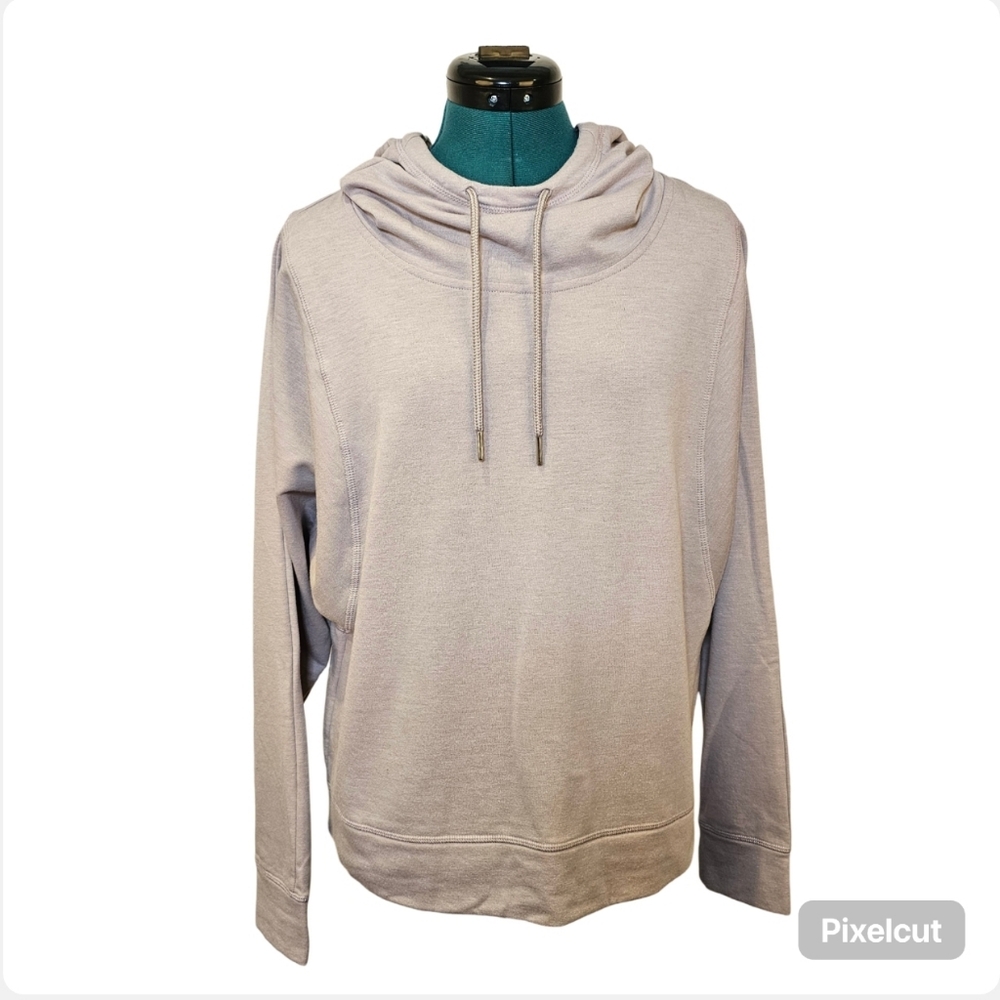 Apana pink cowl hood, polyester rayon blend, knit sweater L US